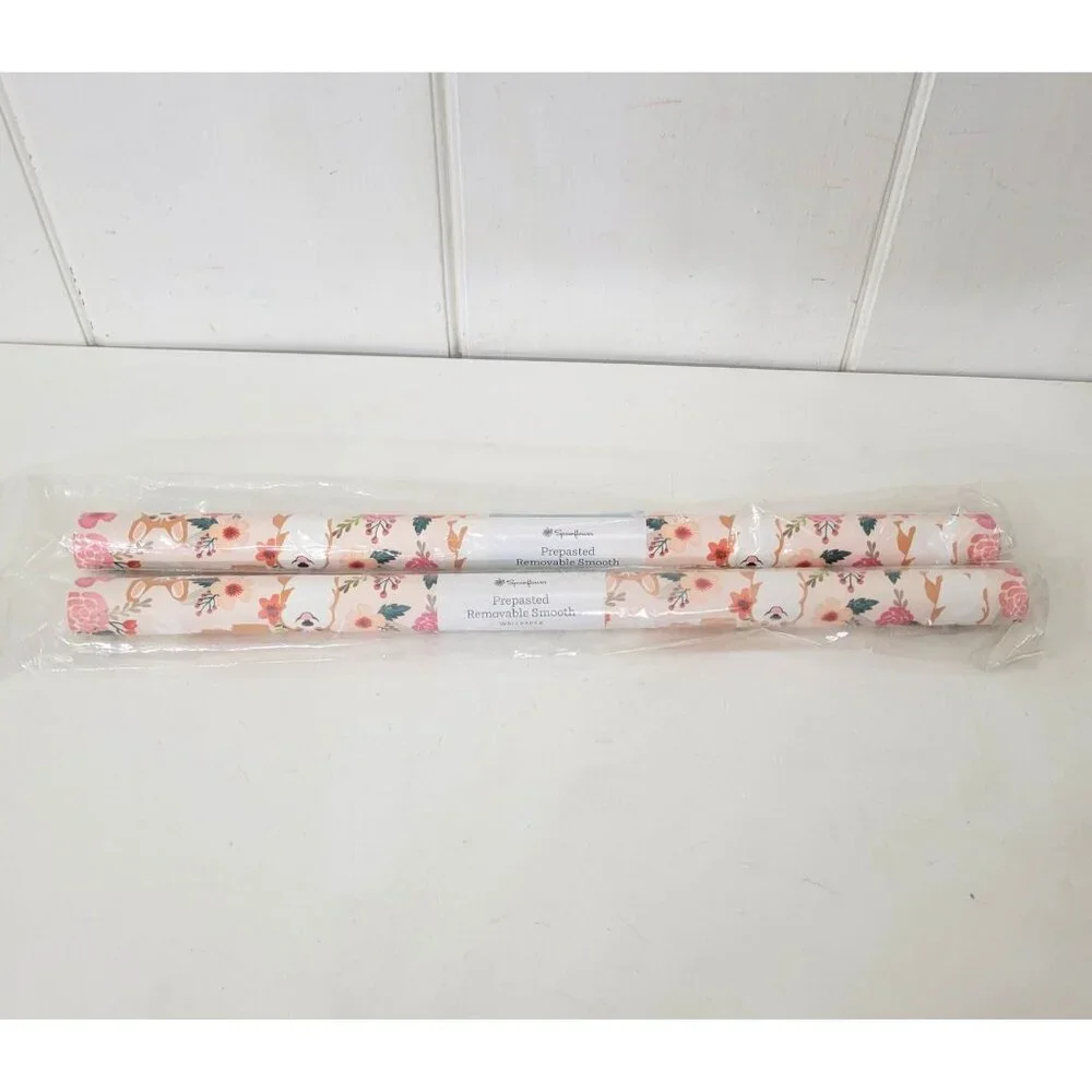 Spoonflower Pre-Pasted Removable Smooth Wallpaper - Corgi Dog & Floral Print Two - Picture 4 of 5